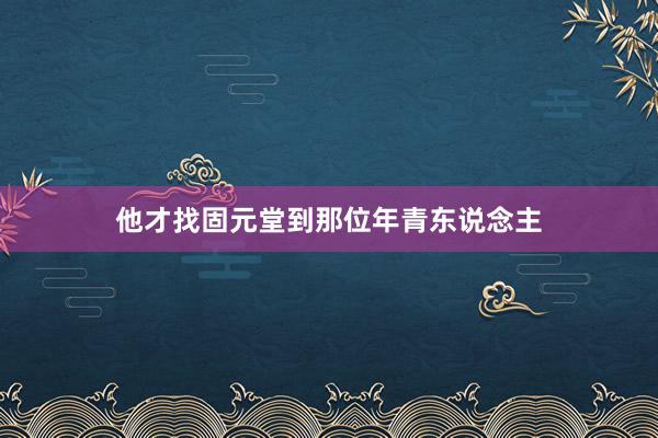 他才找固元堂到那位年青东说念主