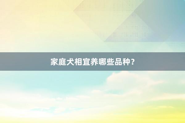 家庭犬相宜养哪些品种？